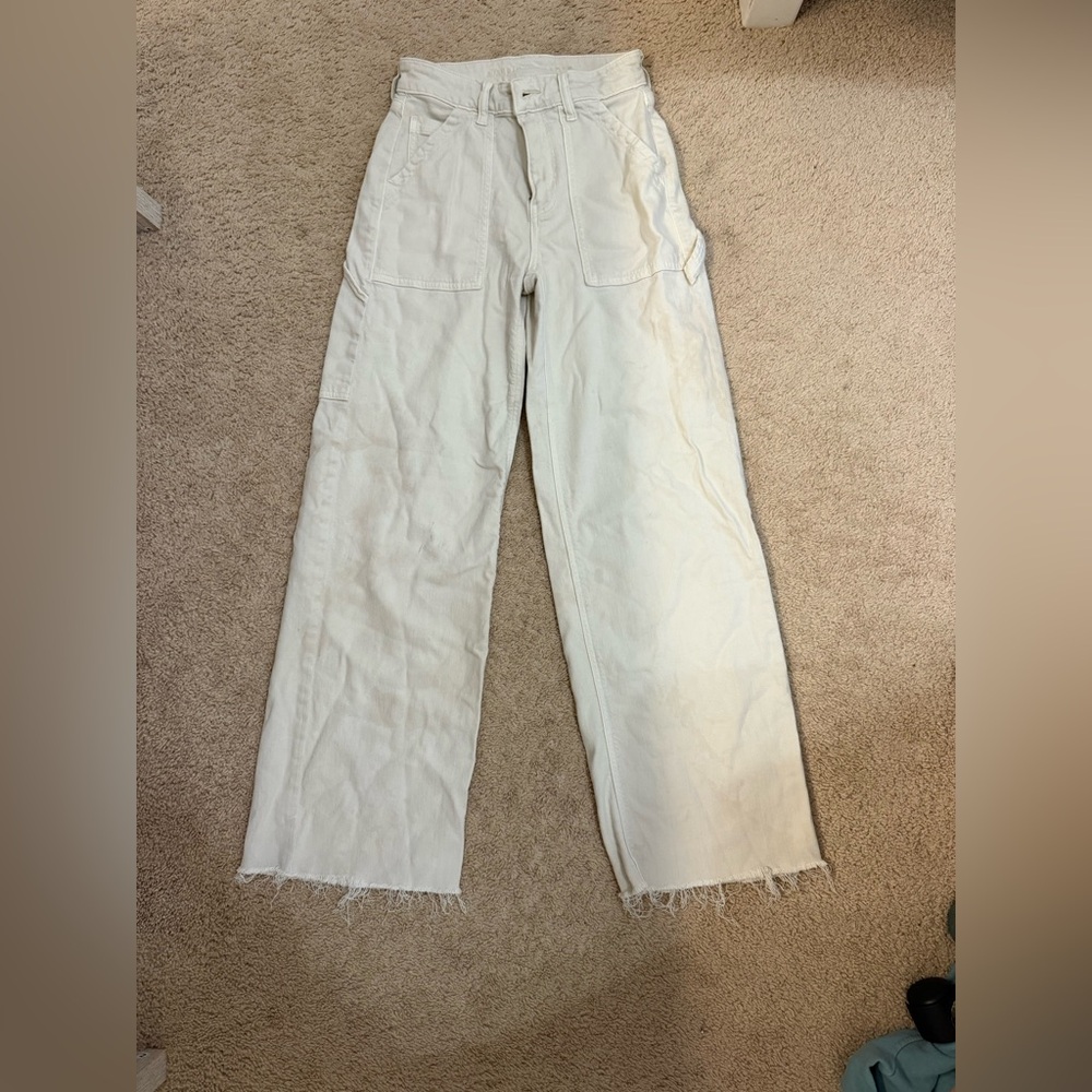 American Eagle Outfitters Cream Stretch Pants